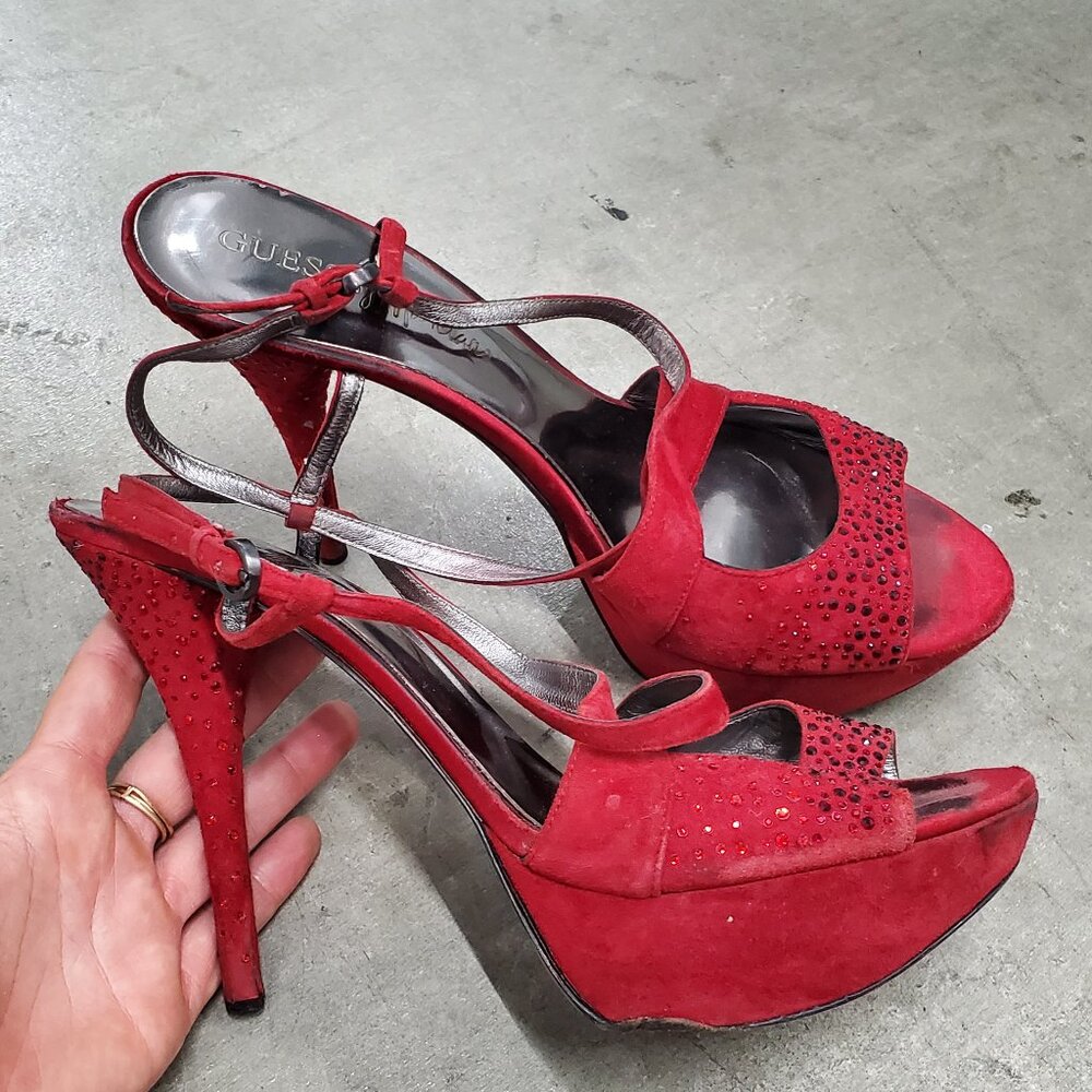 Marciano Red Ombre Sequin Heels Size 10